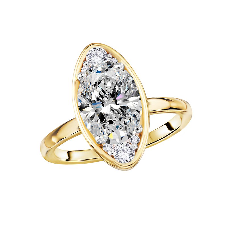 Romance Moval-Shape, Oval Diamond Semi-Mount Engagement Ring
