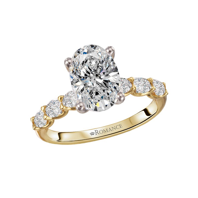 Romance 4 Prong Peg Head Semi-Mount Diamond Engagment Ring