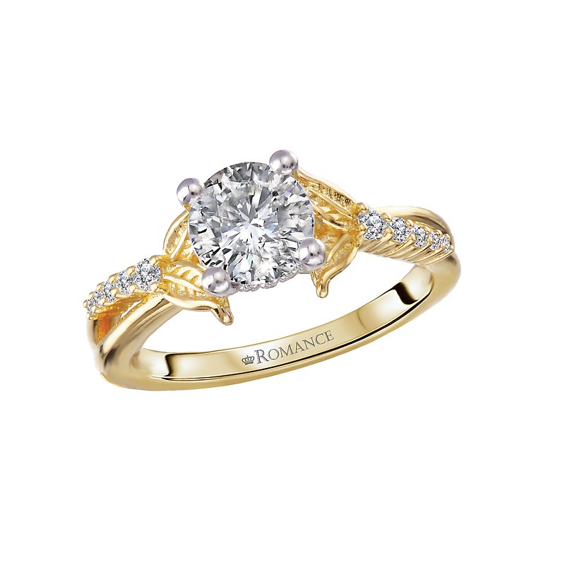 Romance Semi-Mount Hidden Halo Engagement Ring with Leaves