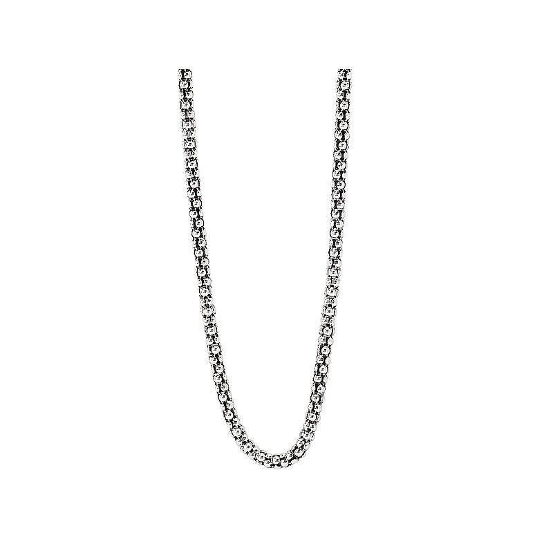 This is a large 18-20 inch adjustable interlocking oval shaped cable chain in oxidized sterling silver. It is secured with a toggle clasp closure.