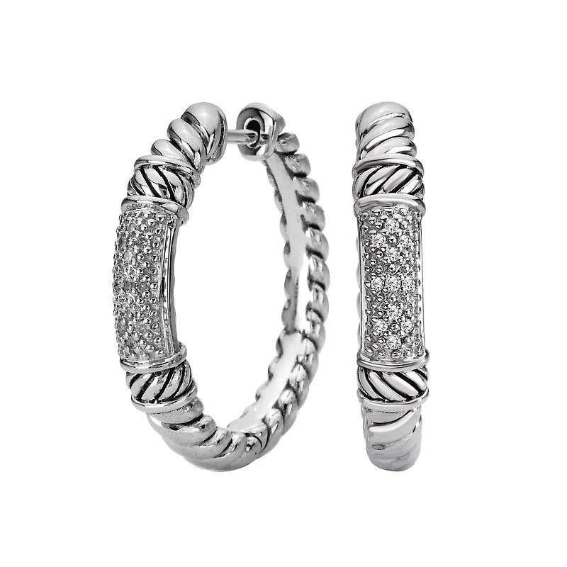 Eleganza Ladies Fashion Diamond Hoops