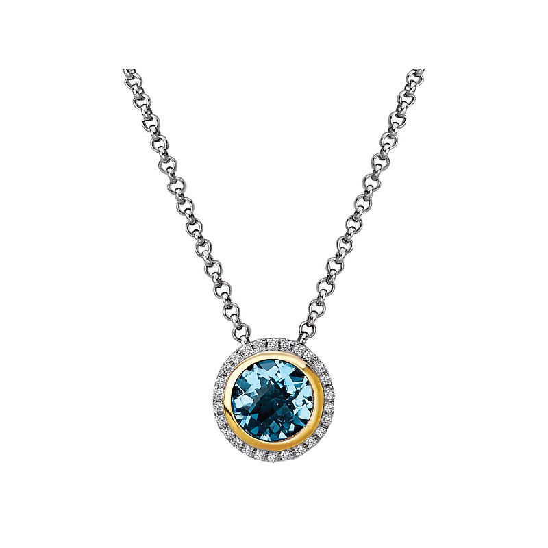 Eleganza Diamond and Gemstone Halo Pendant
