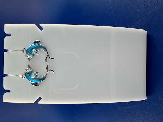 Dolphin earrings in silver and enamel