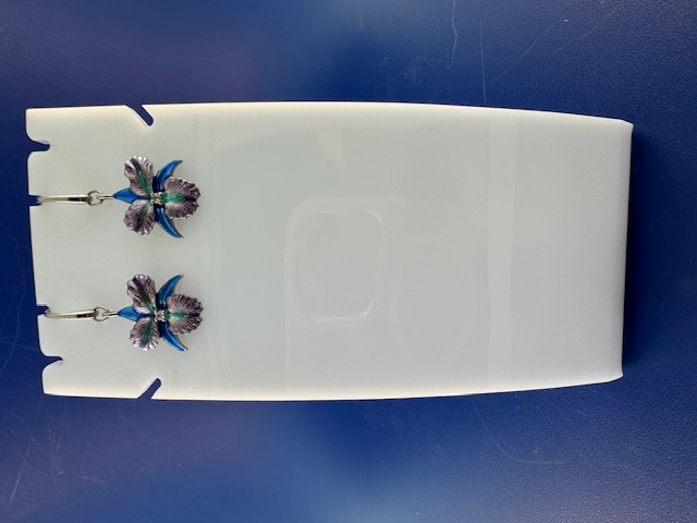 Orchid earrings sterling silver and enamel