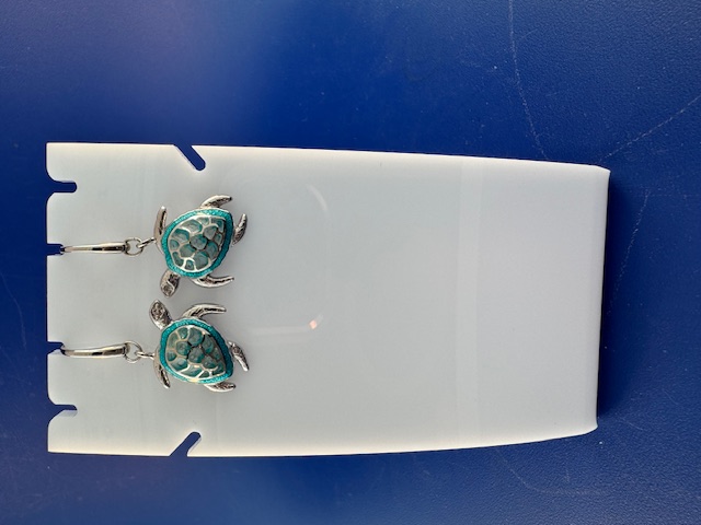 Sea turtle earrings in silver and enamel