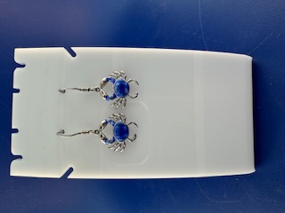 Blue crab earrings sterling silver and enamel
