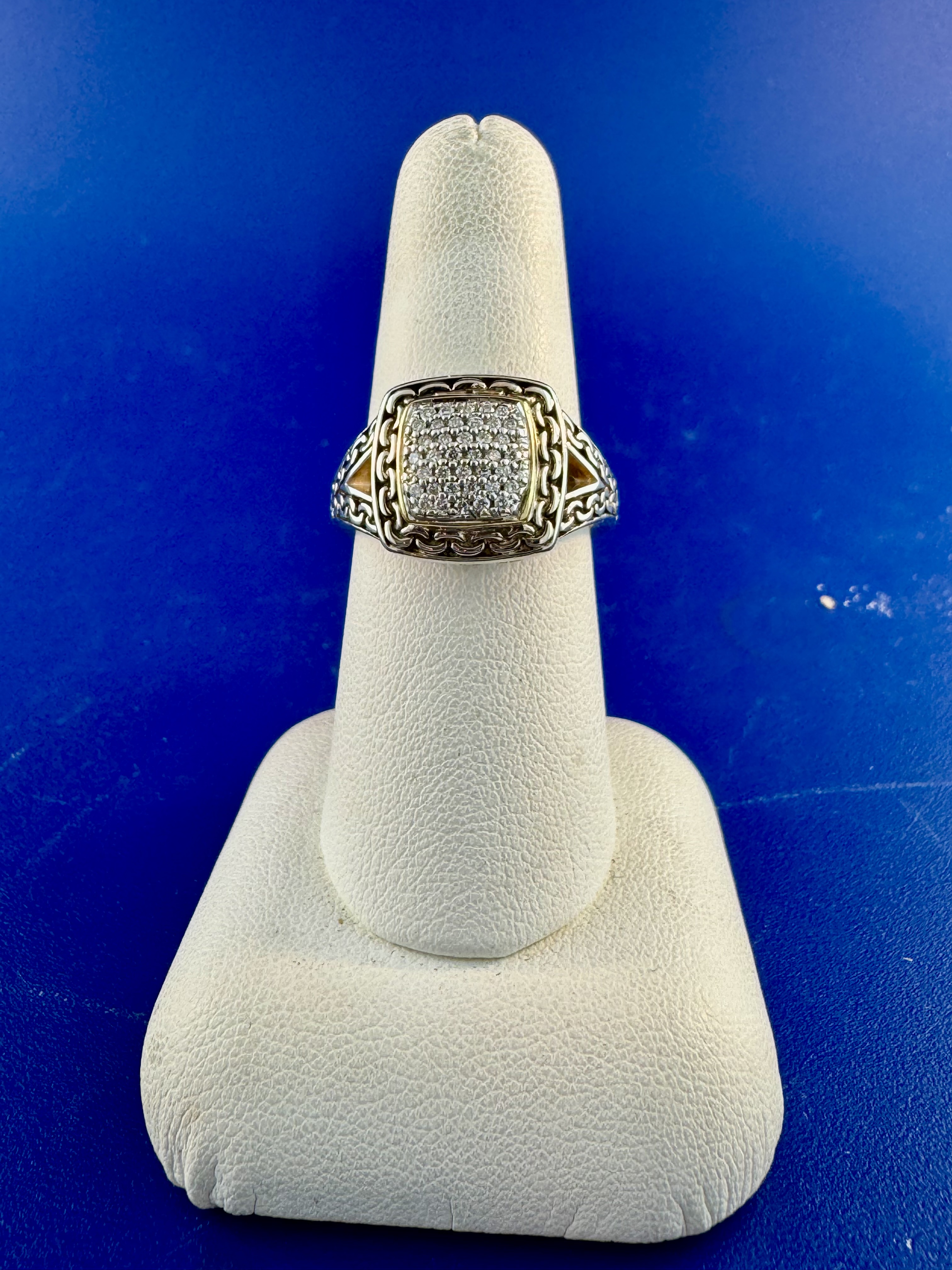 Sterling silver and 18 kt diamond ring