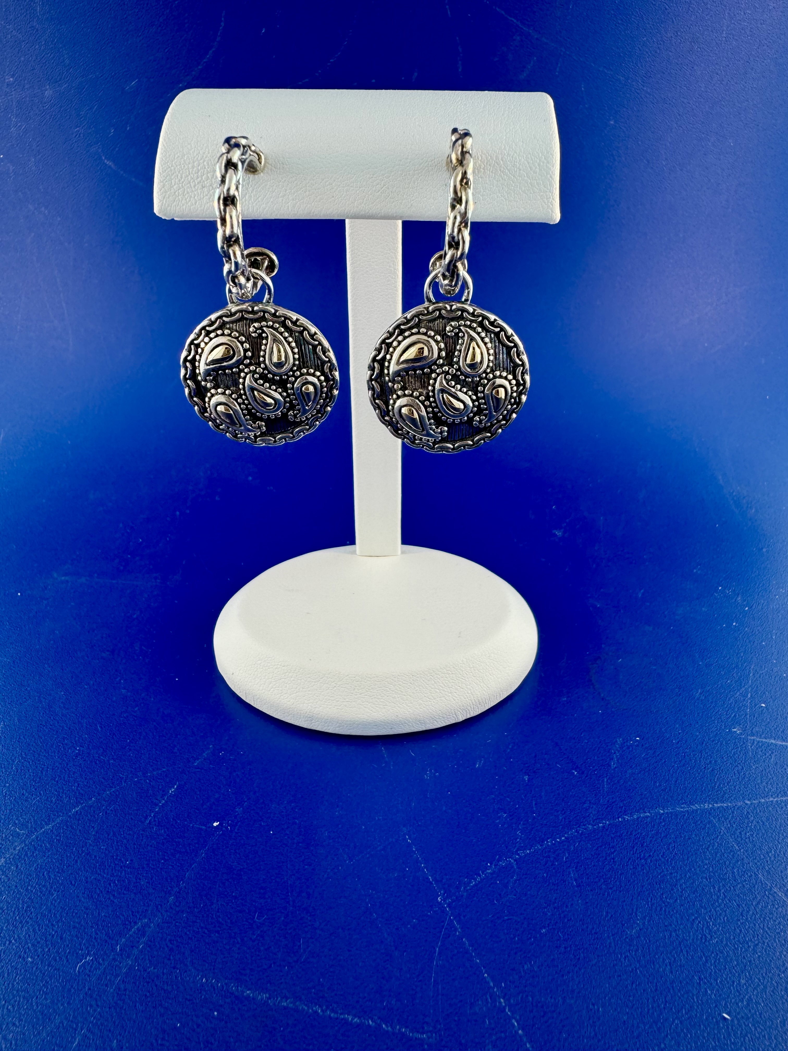 Sterling silver and 18 kt earrings