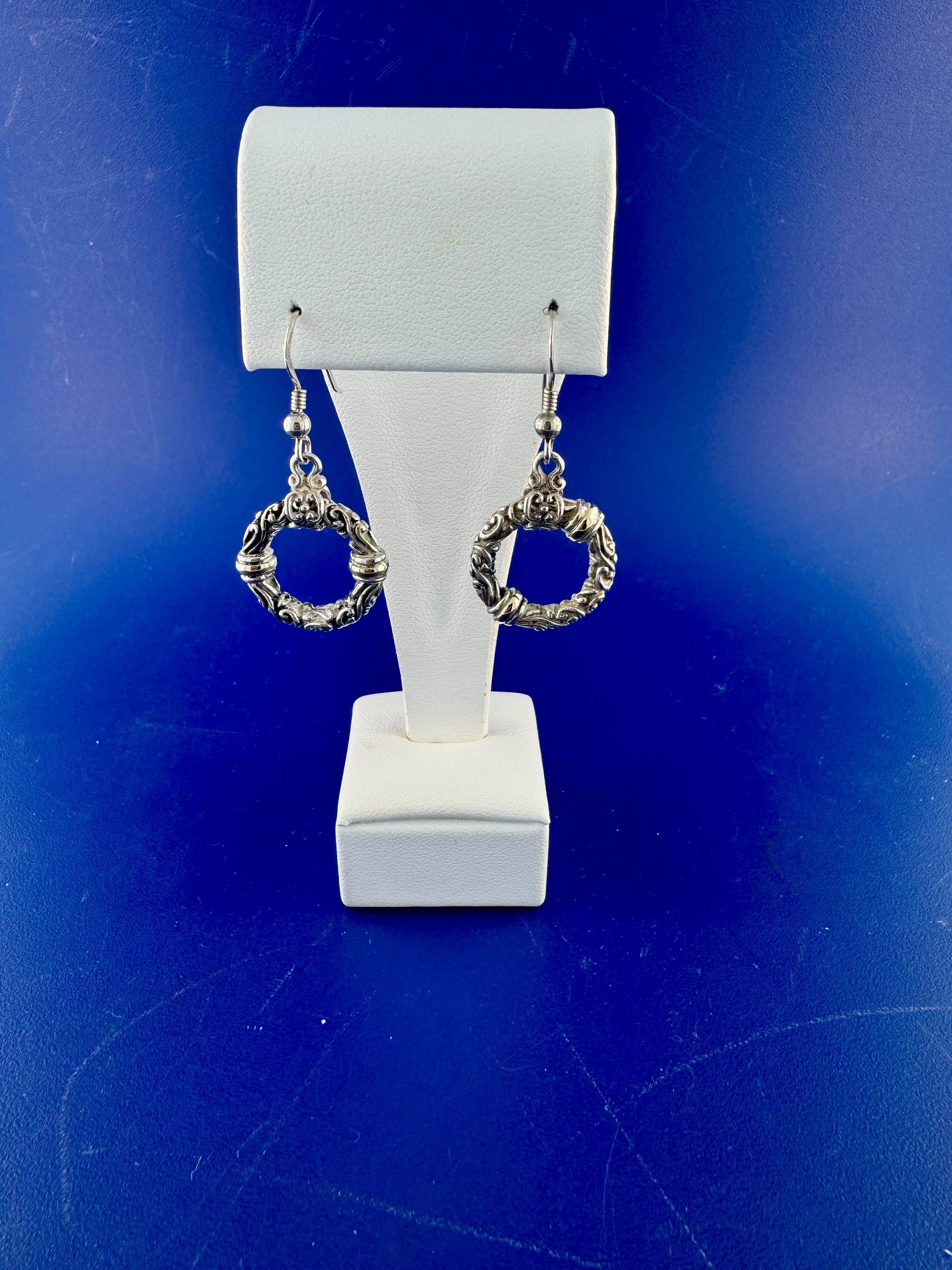 Sterling silver and 18 kt earrings