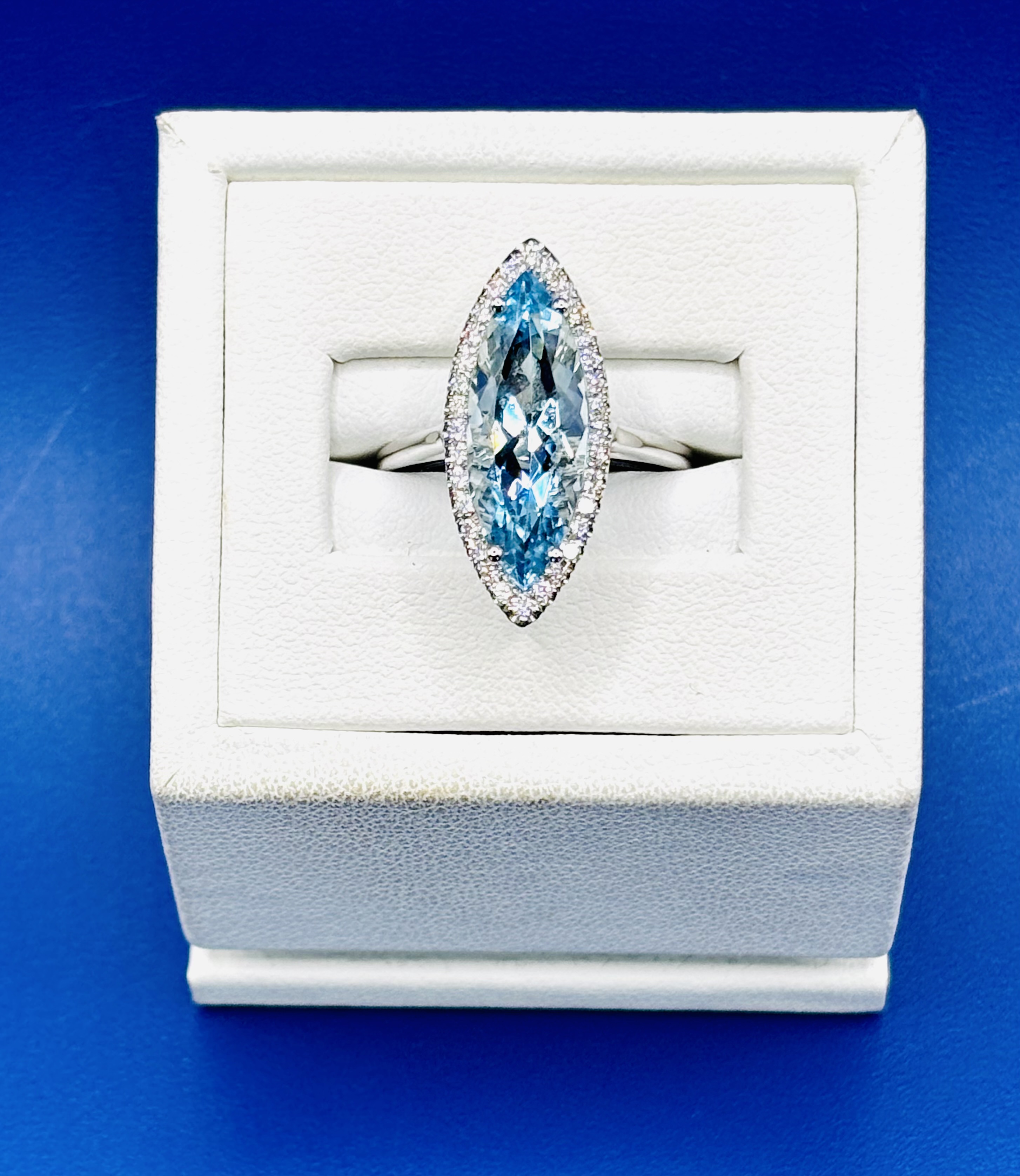 Marquise Aquamarine & Diamond Ring