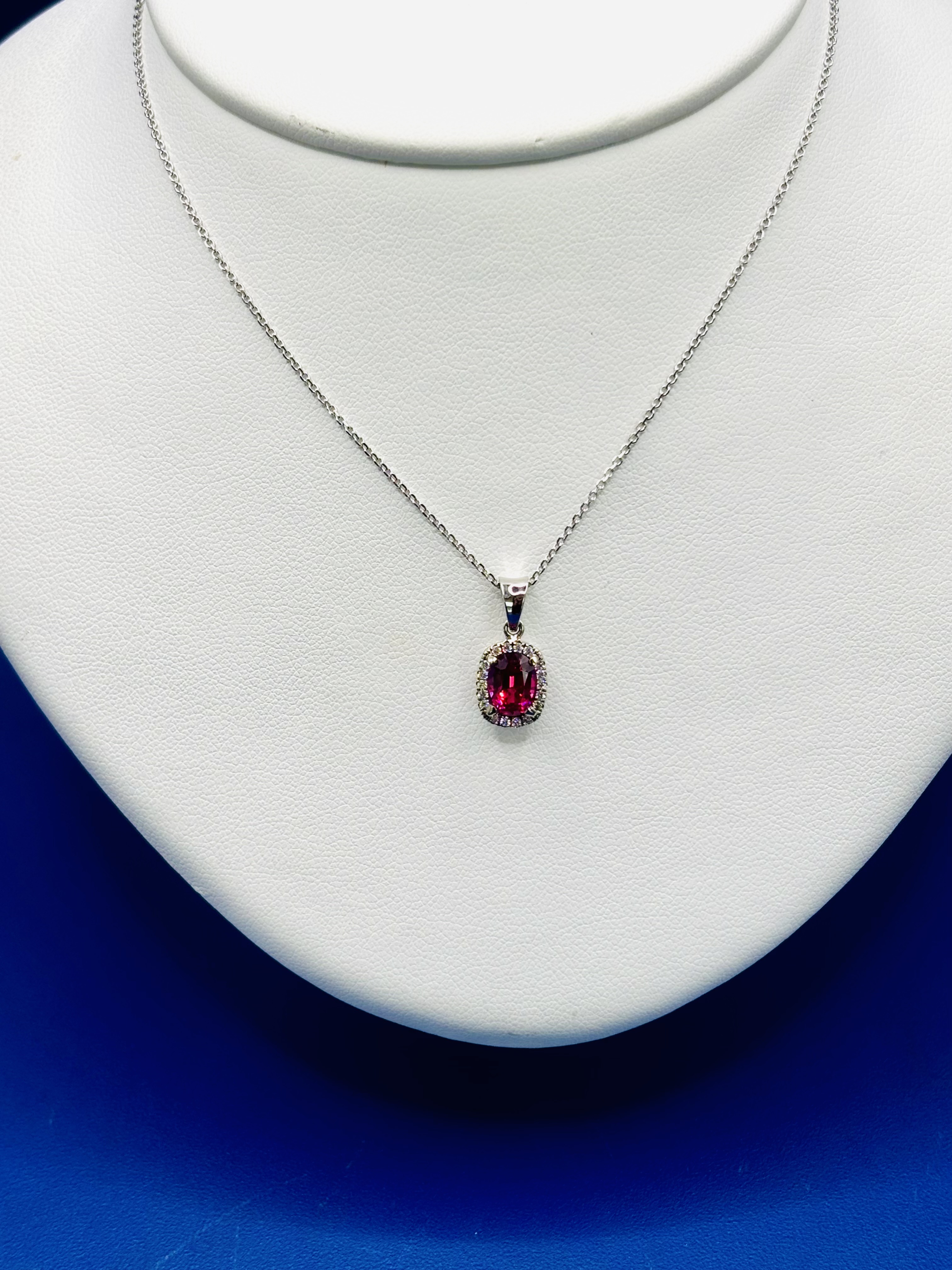 Rhodolite & Diamond Pendant with Chain