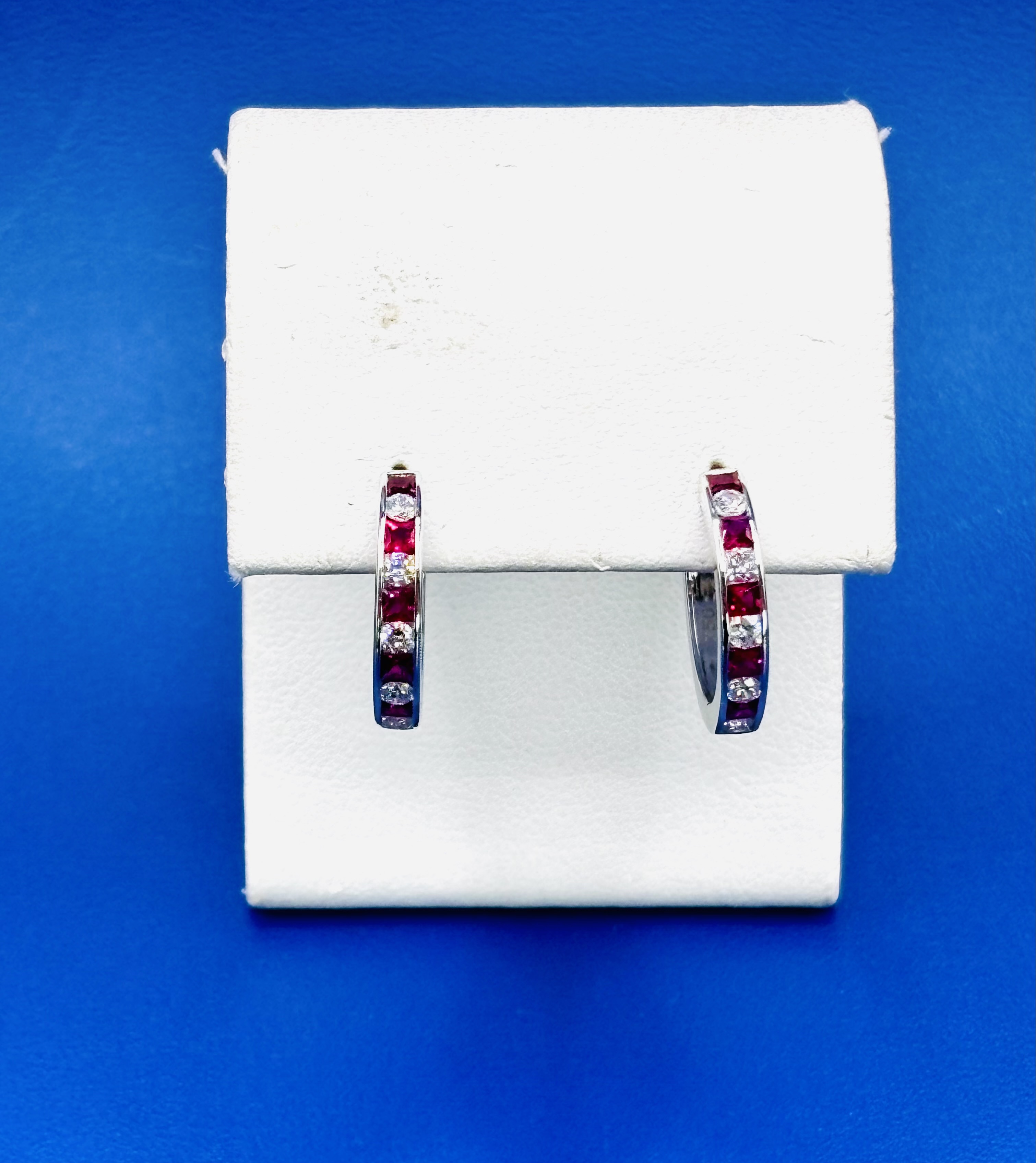 Ruby & Diamond Hoops