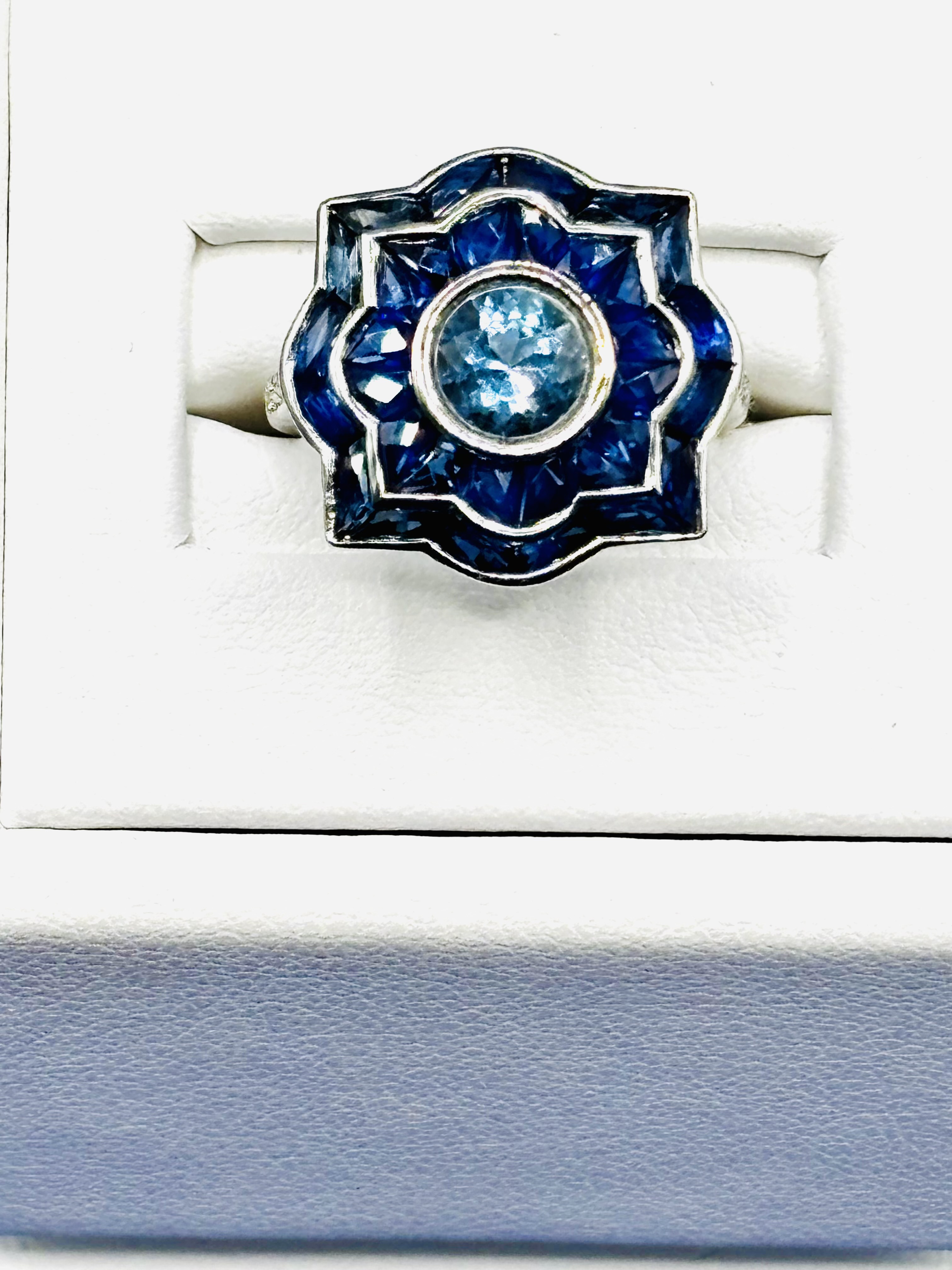 Sapphire & Aquamarine Art Deco Ring
