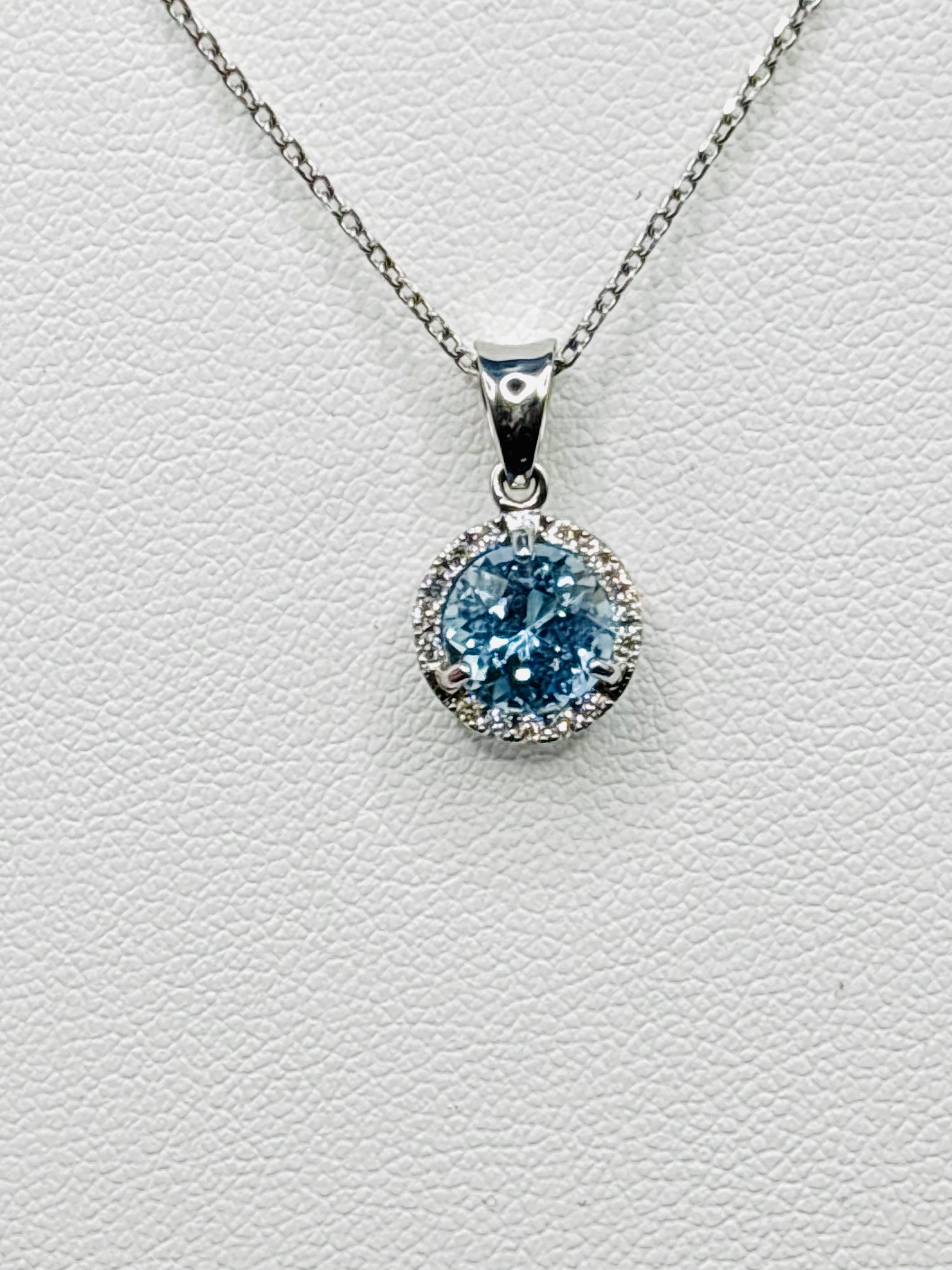 Aquamarine Halo Pendant