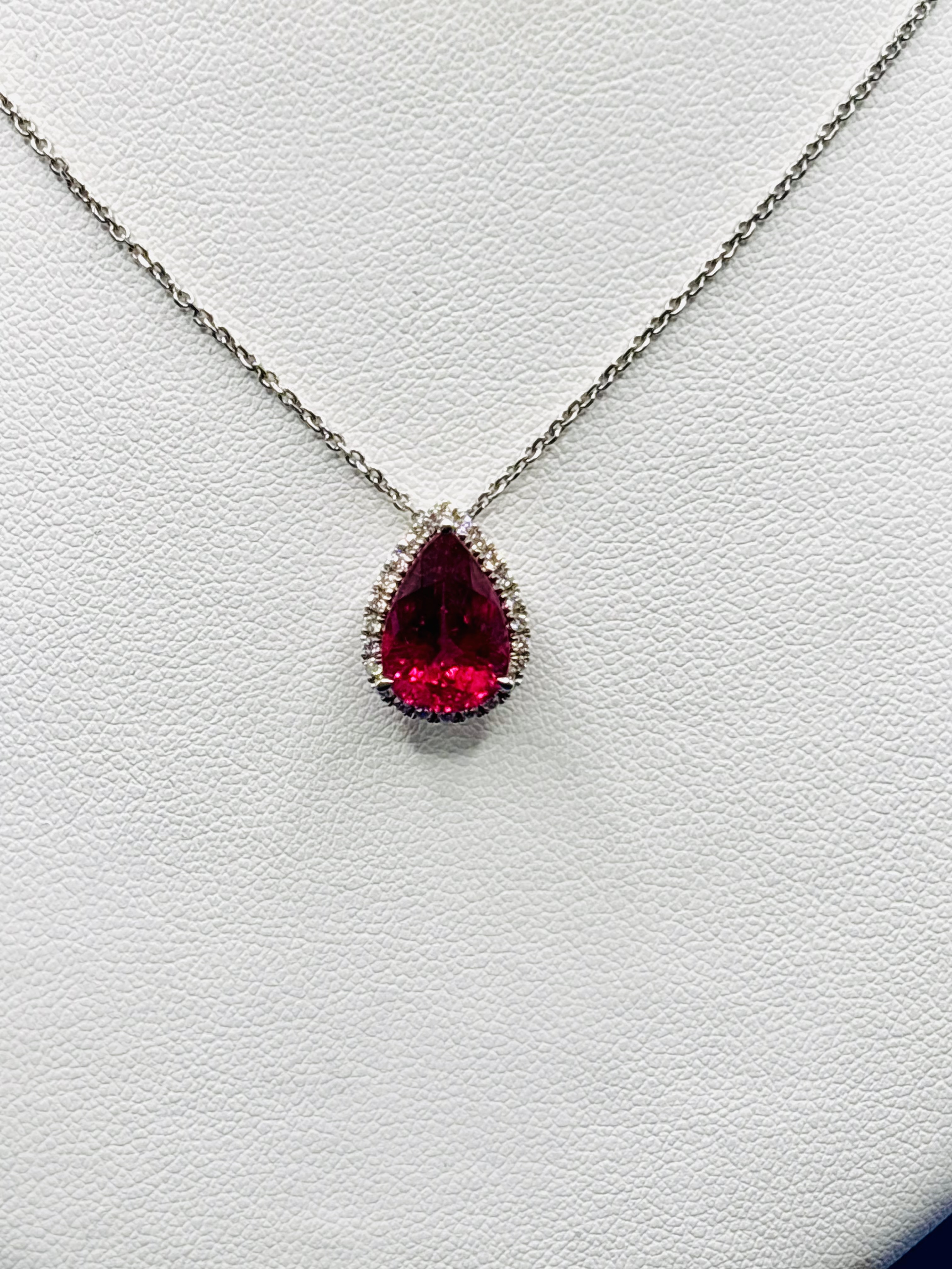 Pink Tourmaline & Diamond Pendant