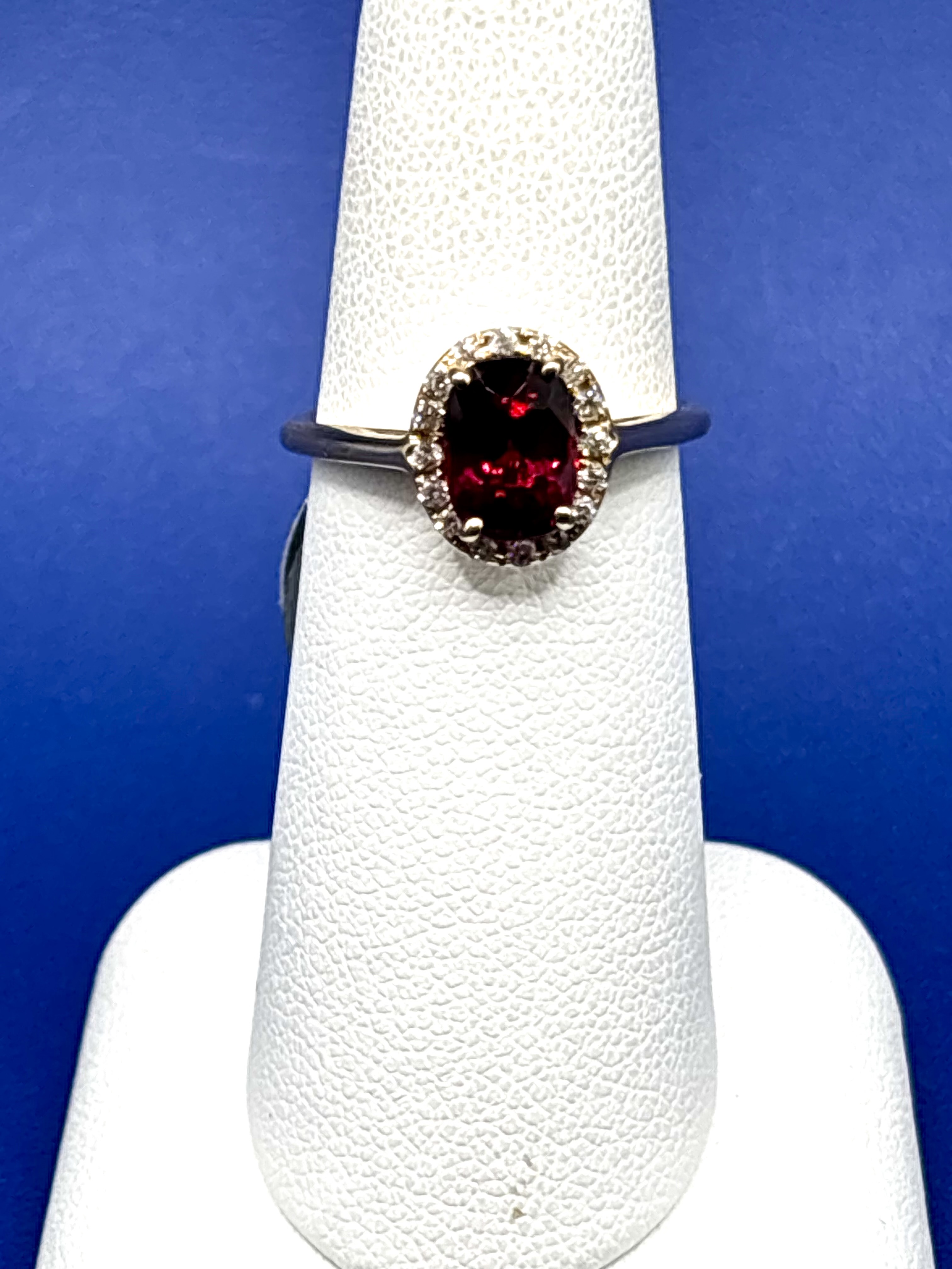 Rhodolite & Diamond Halo Ring