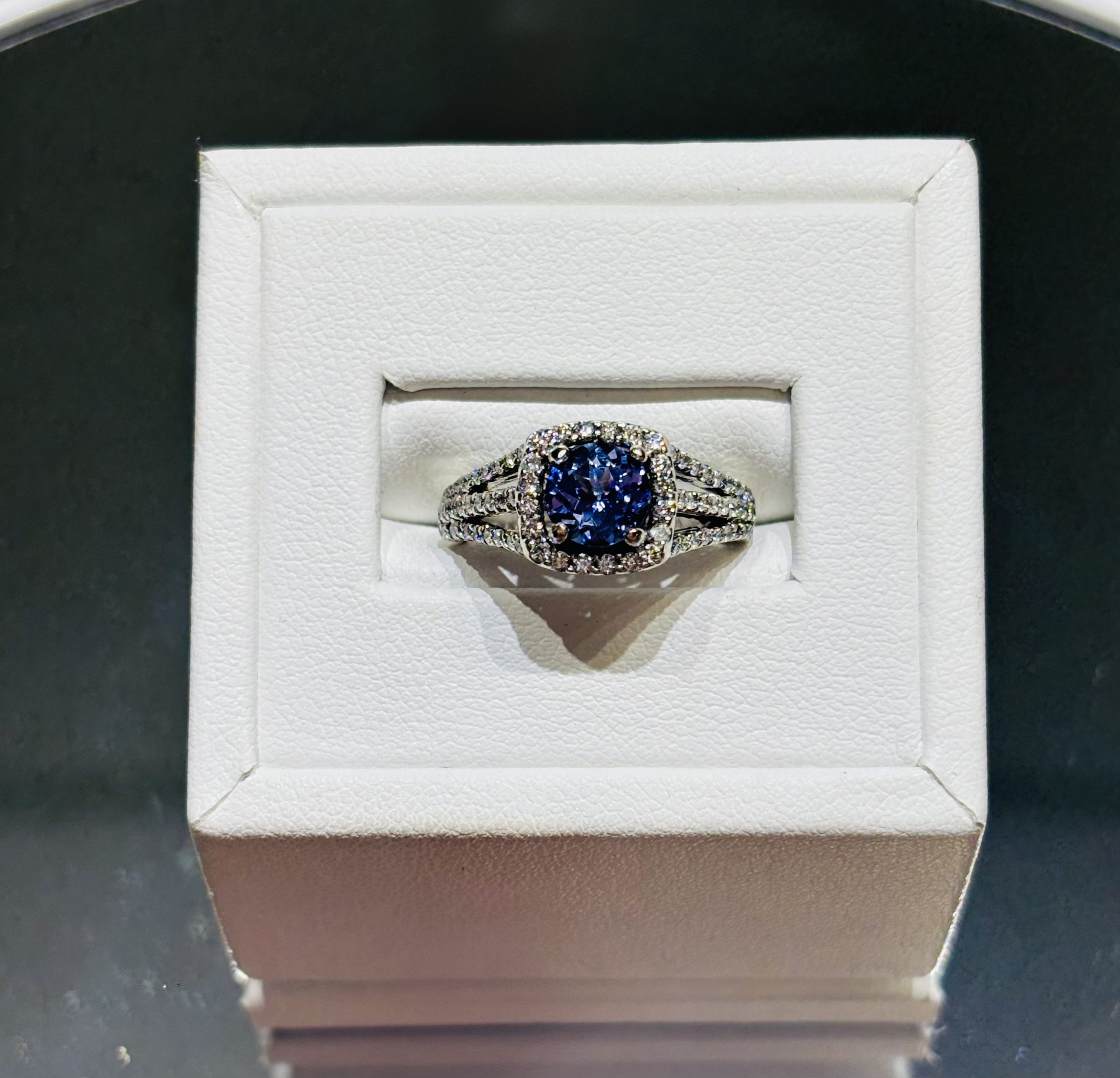 Tanzanite & Diamond Halo Ring