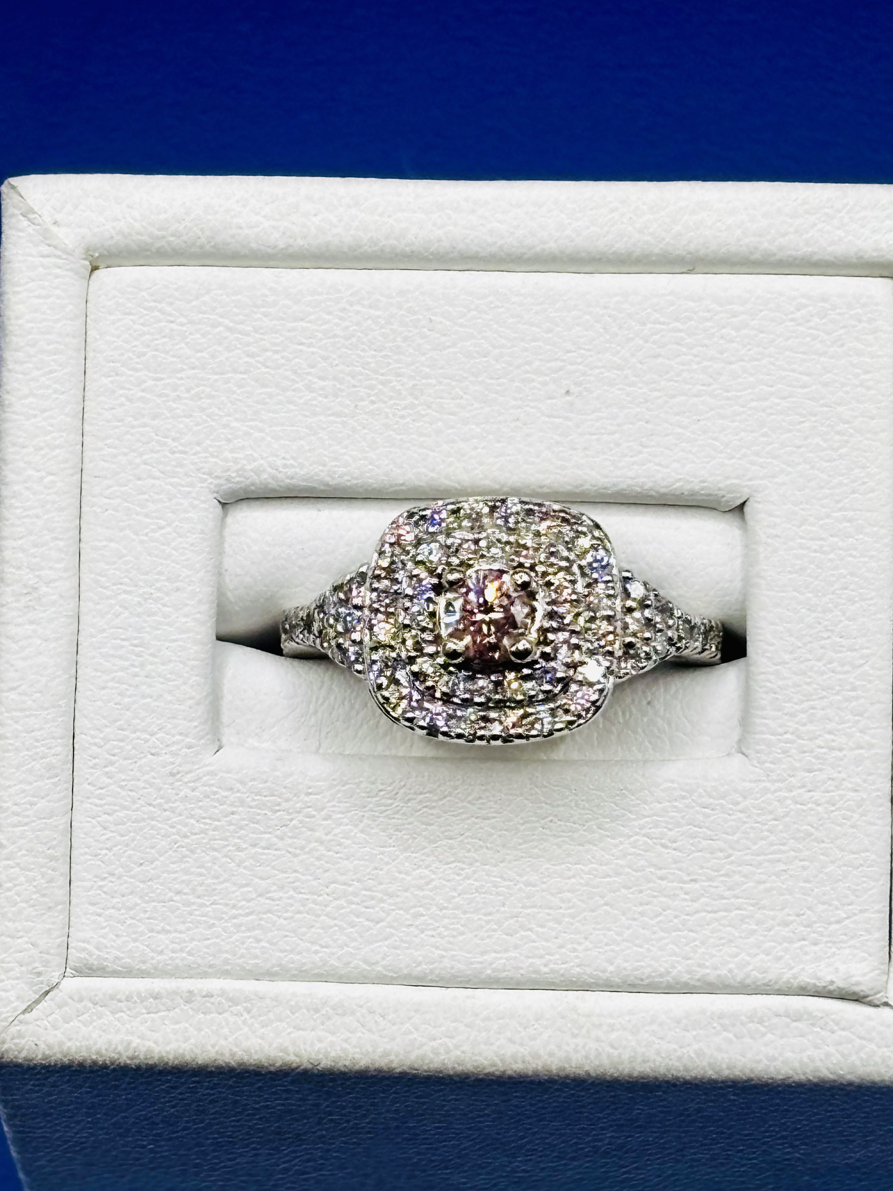 Double Halo Pink Diamond Ring