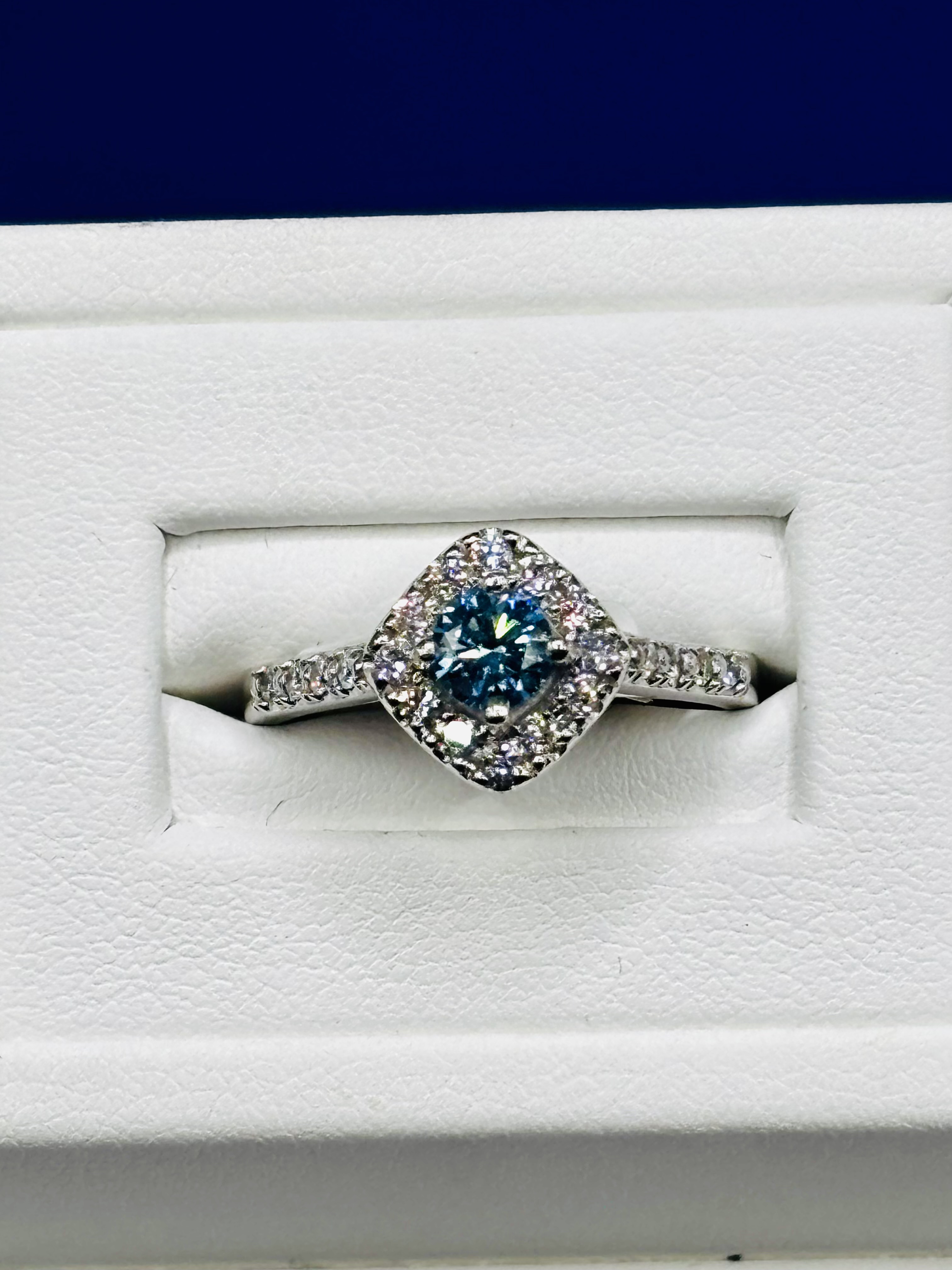 Fancy Vivid Blue Diamond Halo Ring