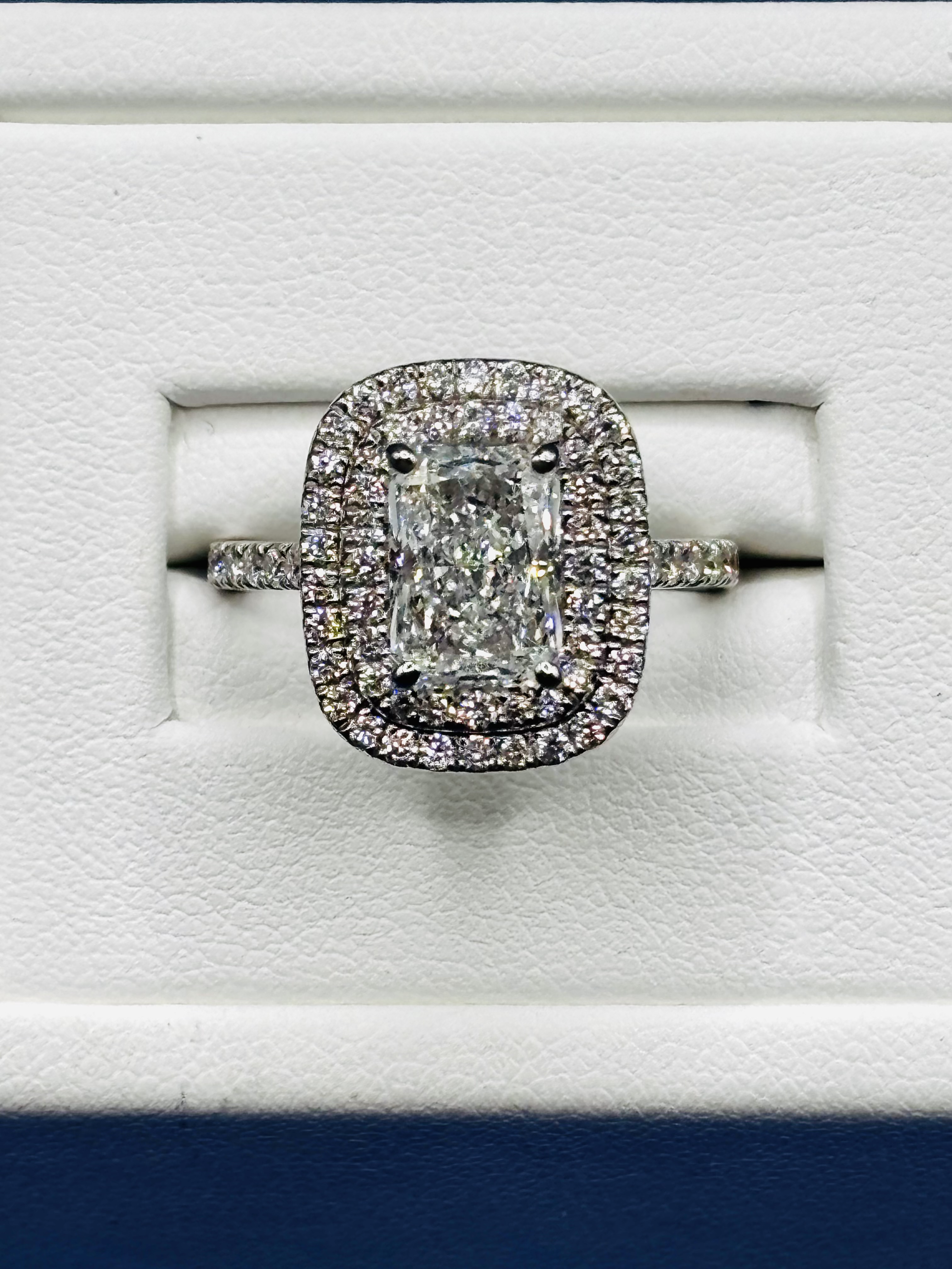 Double Halo Radiant Engagement Ring