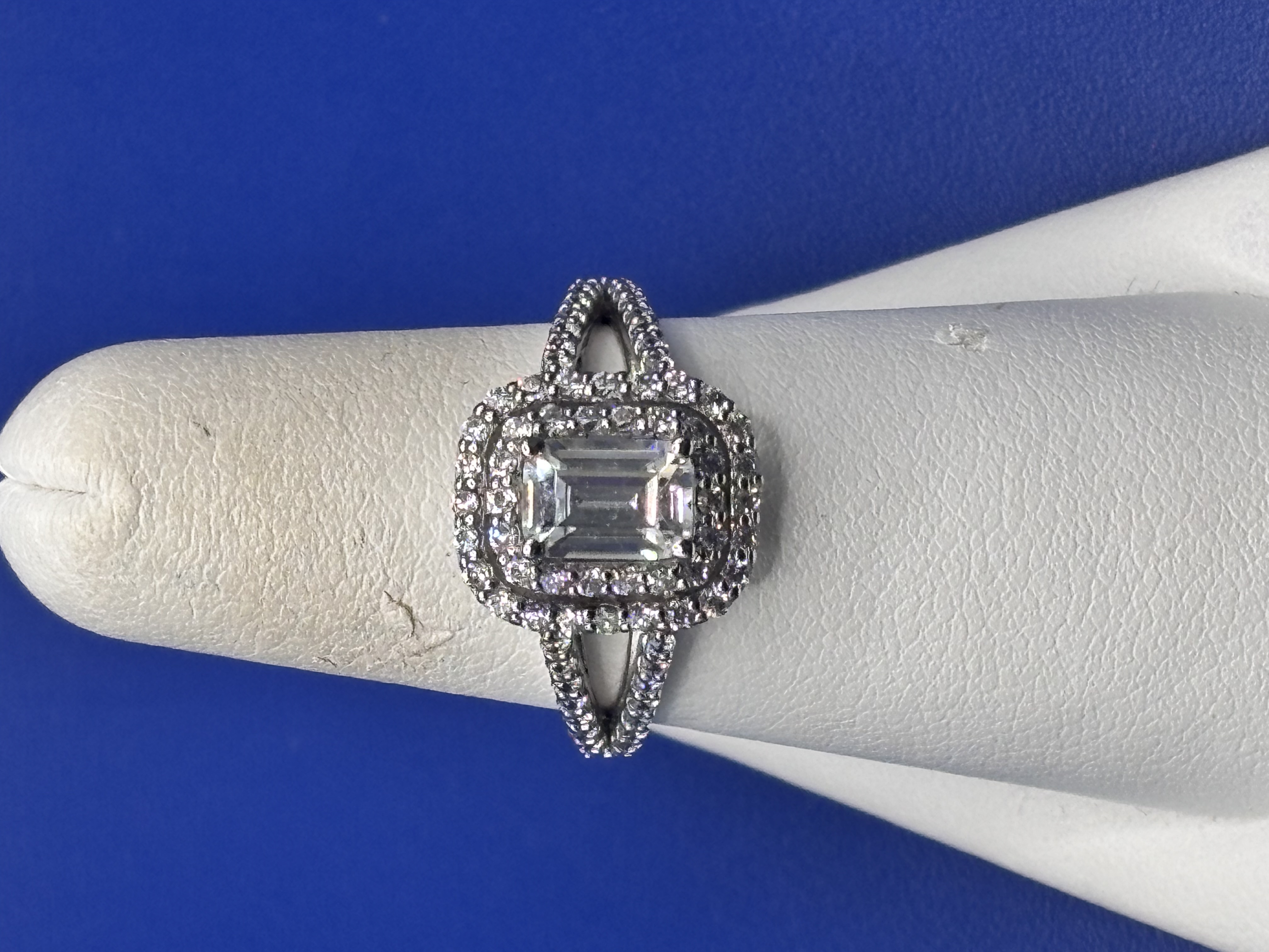 Double Halo Emerald Diamond Semi-Mount