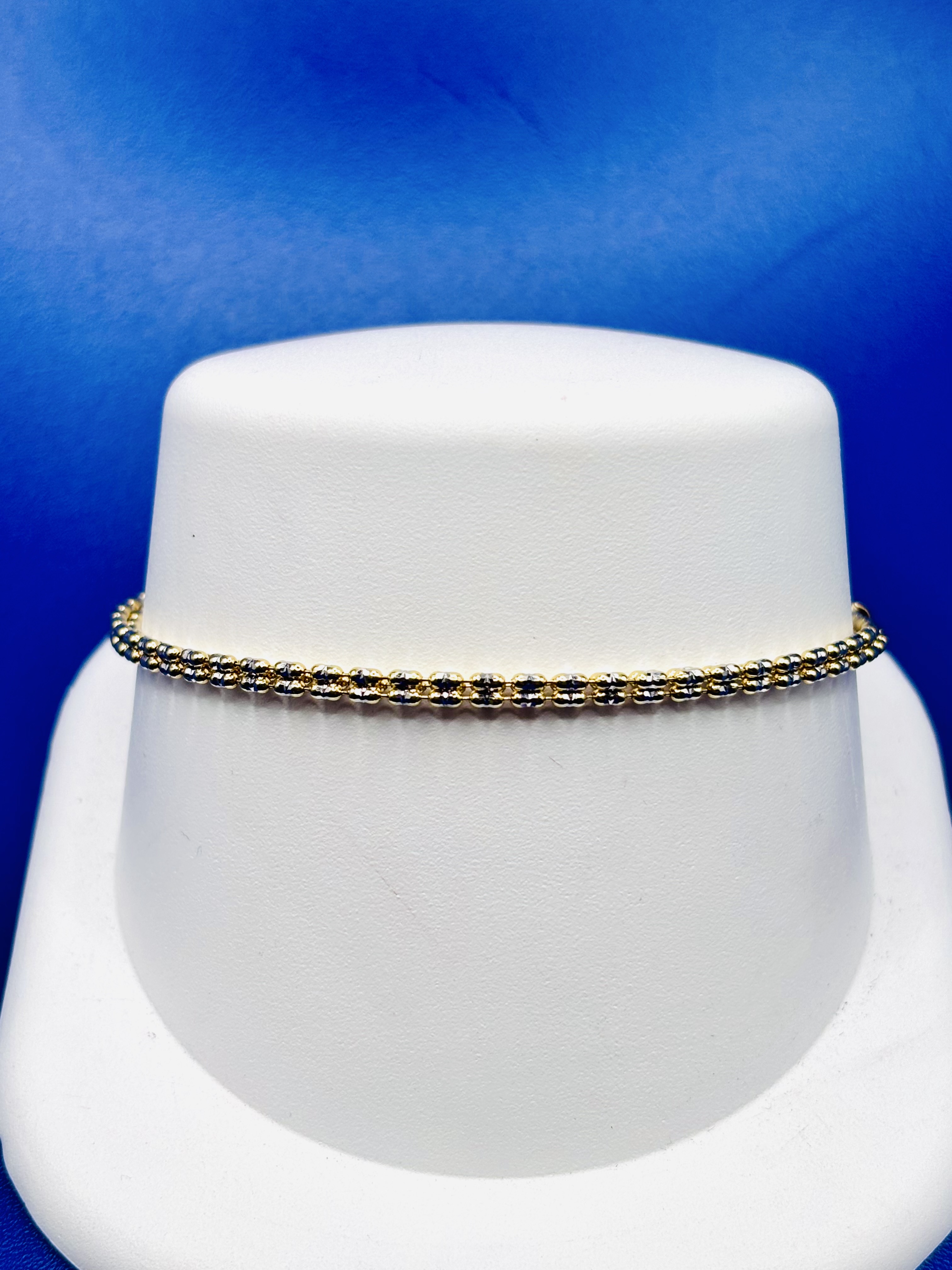 14kt Two Tone Gold 7 Inch Travel Tennis Bracelet