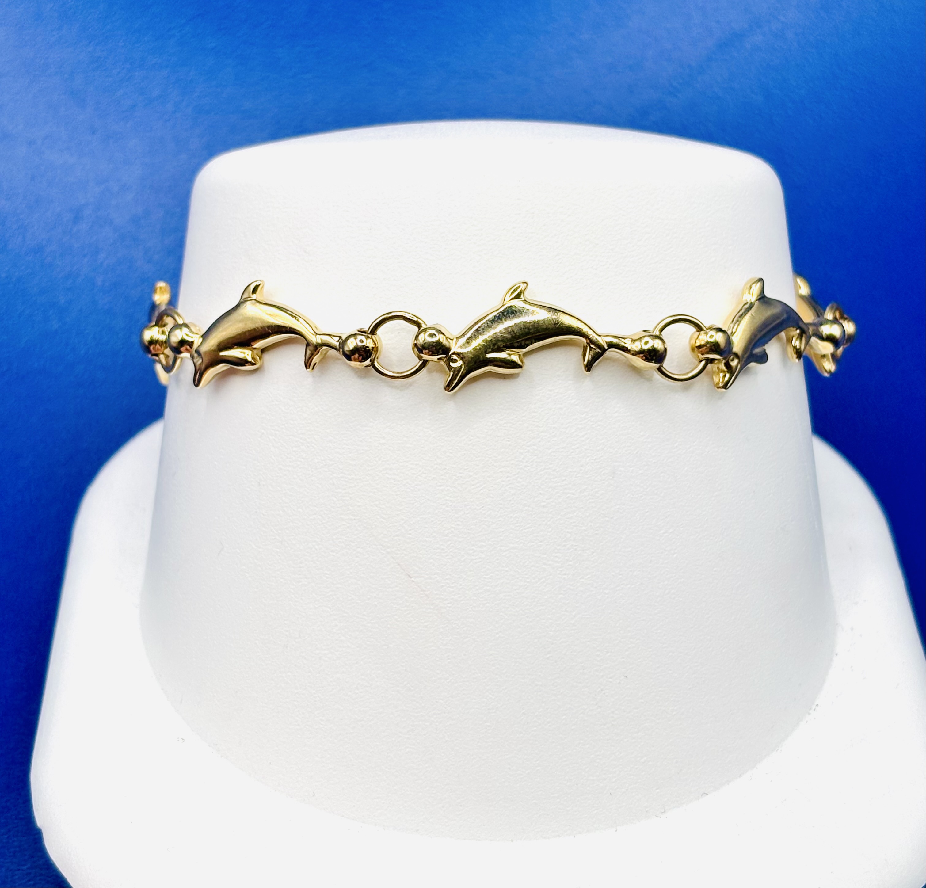 14kt Yellow Gold 7.5 Inch Dolphin Bracelet