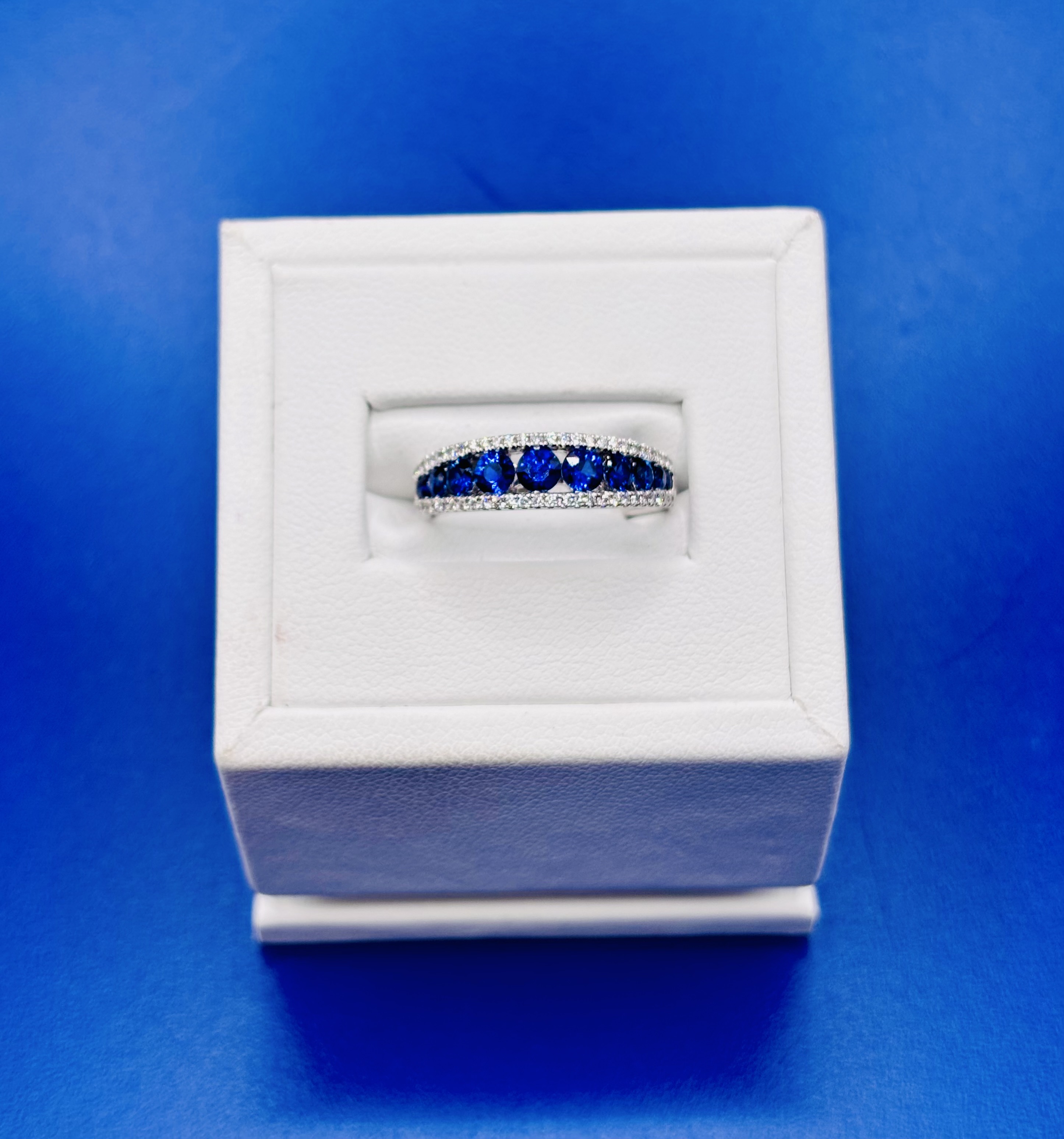 18kt White Gold Sapphire & Diamond Band