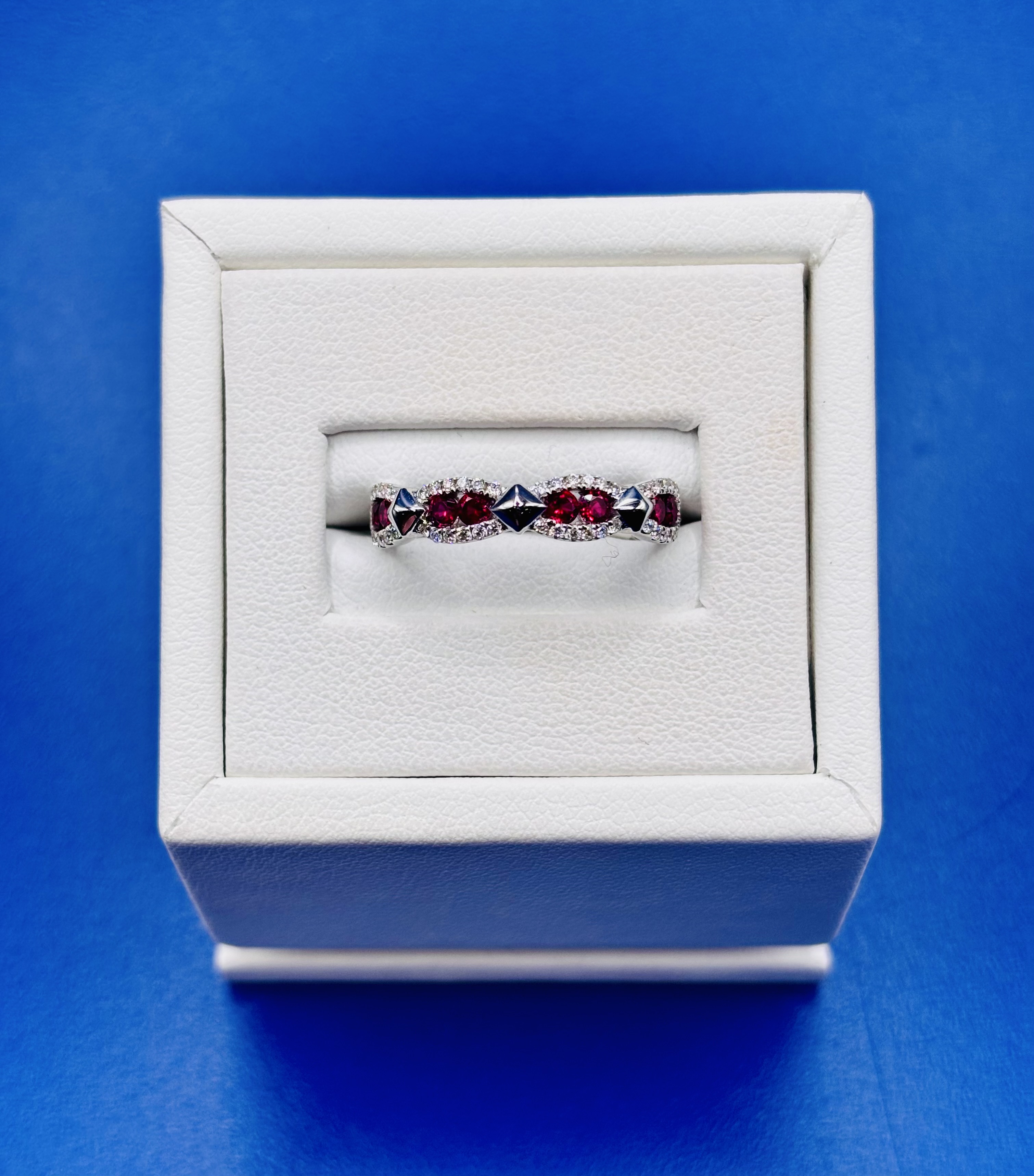 18kt White Gold Ruby & Diamond Band