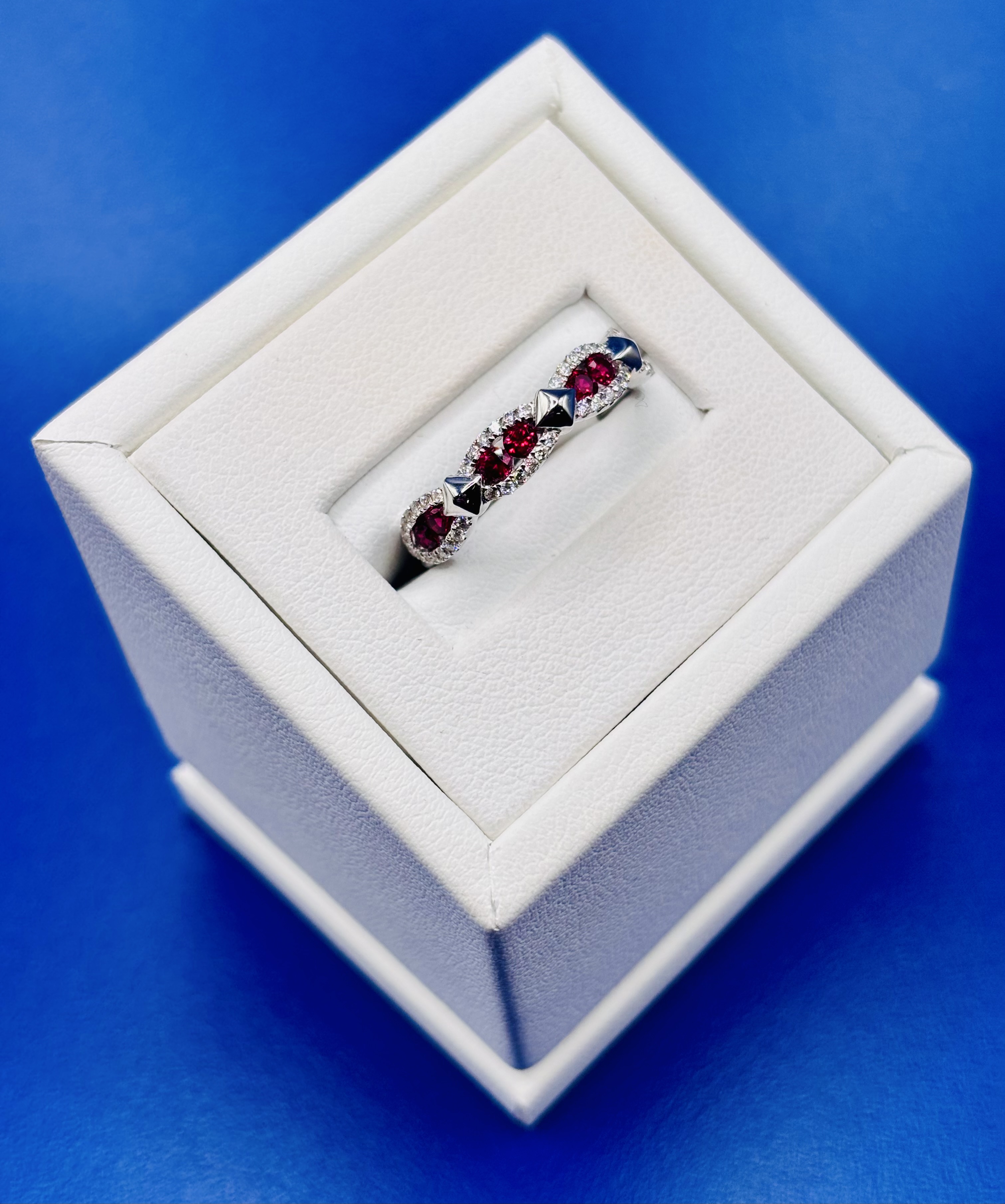 18kt White Gold Ruby & Diamond Band alternate view