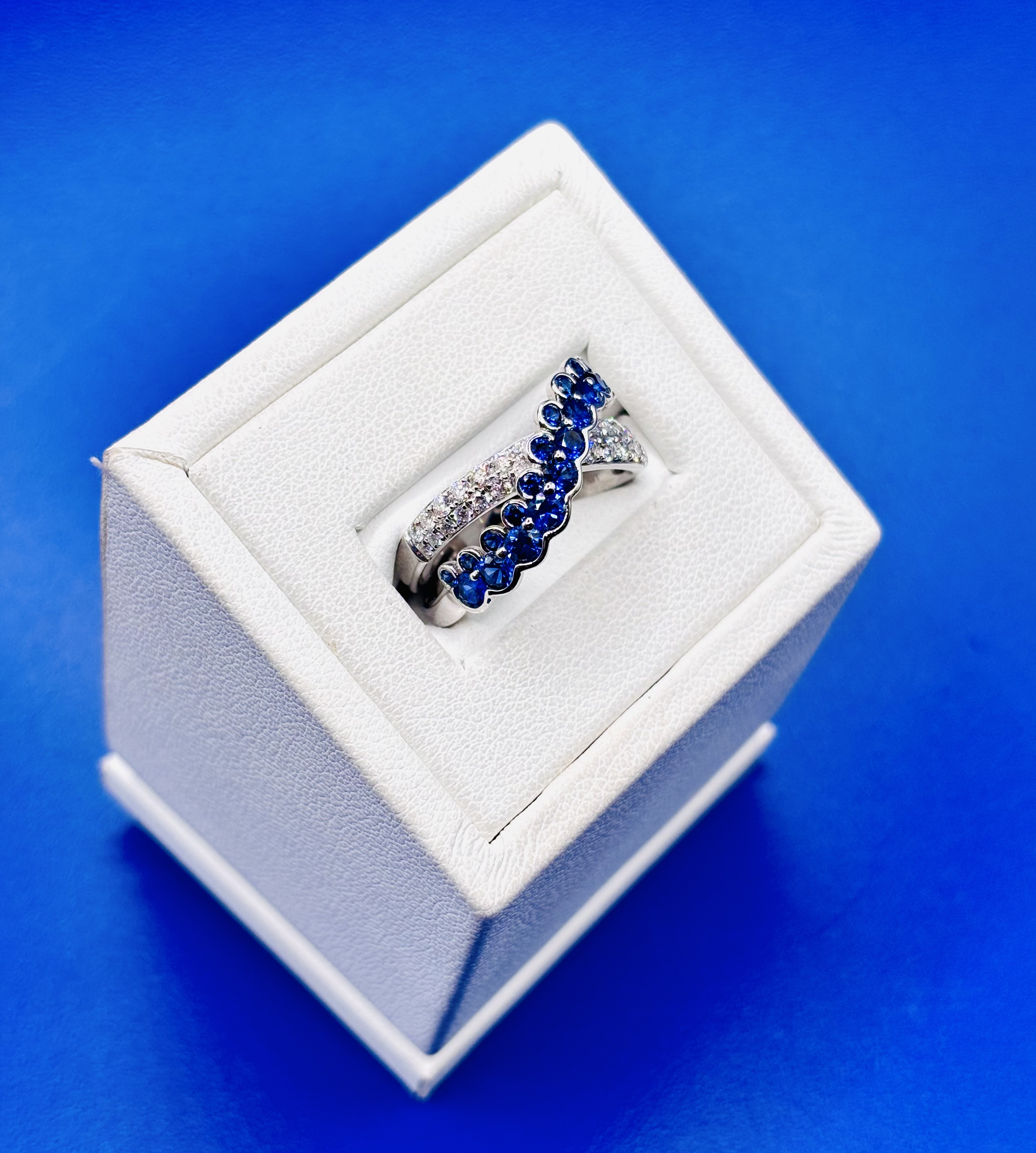 18kt White Gold Sapphire & Diamond Twisted Band alternate view